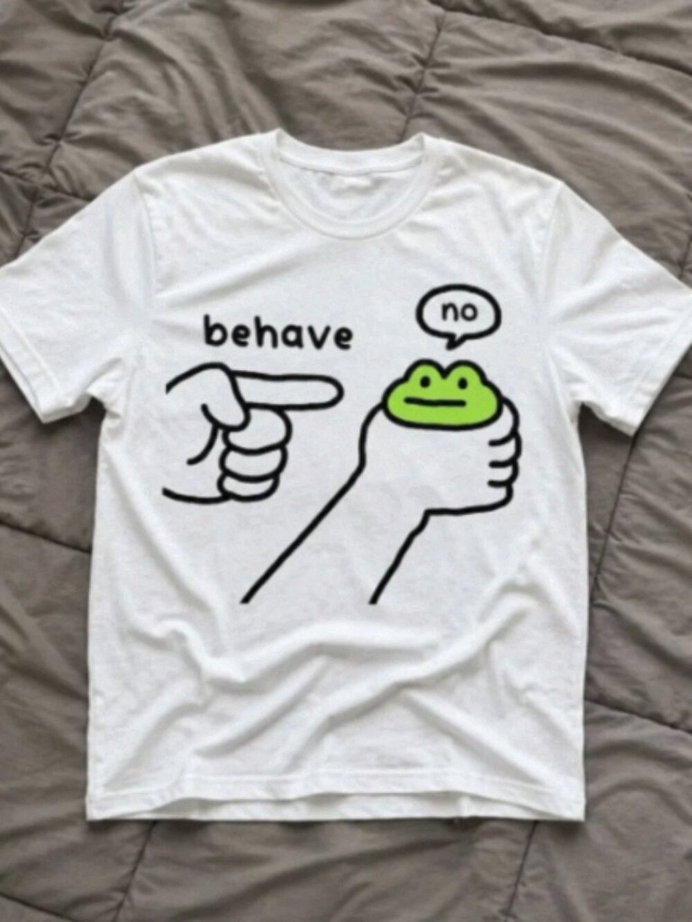 Behave No Funny Frog Meme Graphic Unisex T-Shirt